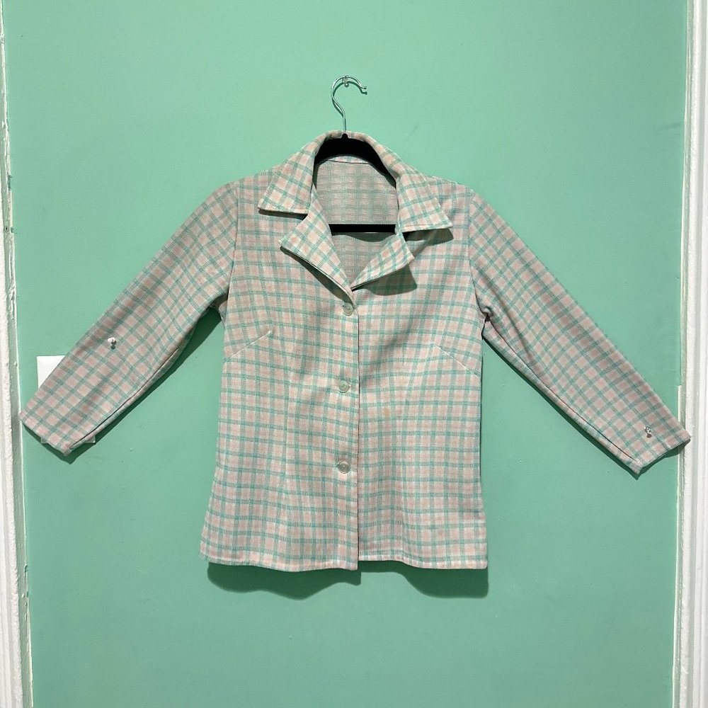 pastel plaid blazer